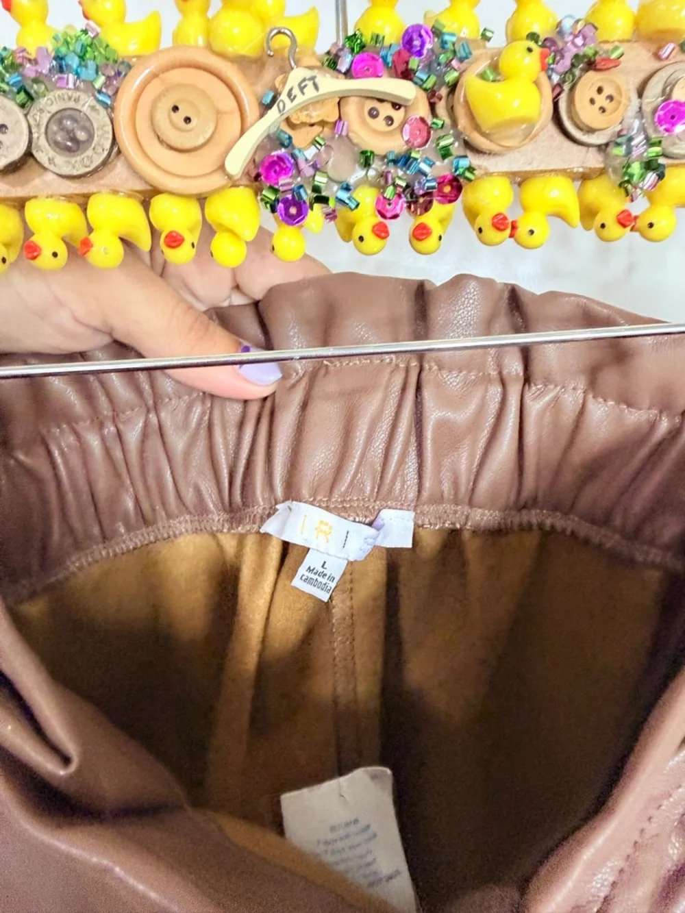 iris Brown Faux Leather High-Waist Tie-Front Shorts - Picture 3 of 4